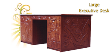 Large Executive Desk w/ Bamboo Carved