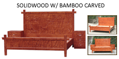 Solid Wood with Bamboo Carved King Headboard and Footboard